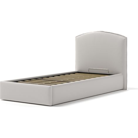 letto singolo contenitore "moon" in ecopelle bianco 90x190 cm