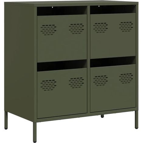 Maison Exclusive - Credenza Verde Oliva 68x39x73,5 cm in Acciaio Laminato a Freddo
