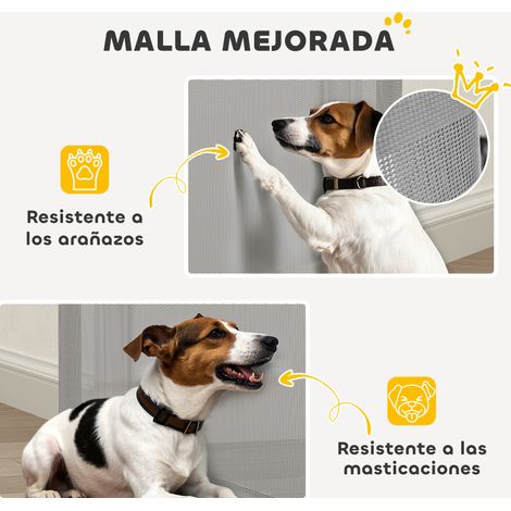 Barrière de sécurité rétractable pour chien, extensible jusqu'à 140 cm de large, pour escaliers et portes, grise (1/5)
