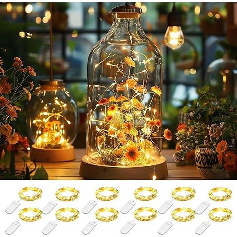 LED String Lights, 20 Micro LED Copper Wire 2M Small String Lights, Waterproof Fairy Lights, Decorative Lighting (Warm White) (1/5)