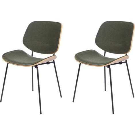 Amadeus - Chaise de salle à manger en tissu vert et chêne Atlanta (lot de 2) (1/2)