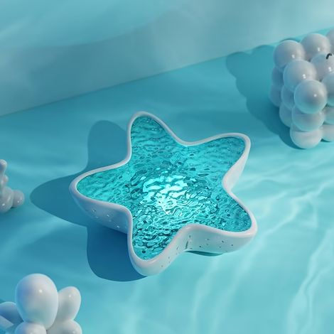 Projecteur de lumière à vagues en forme d'étoile de mer - Effet lumineux holographique océanique 7 couleurs, veilleuse (1/5)