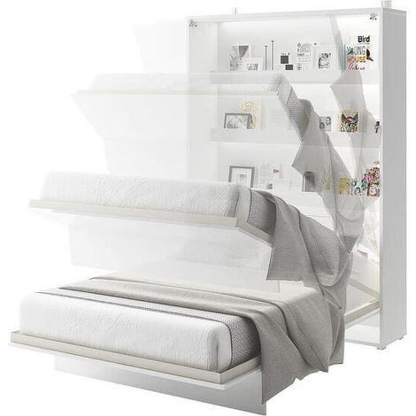 Lit escamotable DENEB vertical 90x200 cm en trois coloris - Couleur: Blanc mat (1/3)