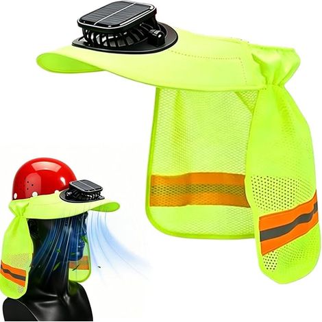 Casque de sécurité avec ventilateur intégré et casquette ventilée solaire Casque rafraîchissant pour les travaux extérieurs, la construction, le jardinage, l'escalade, l'industrie, le jardinage, la r (1/5)