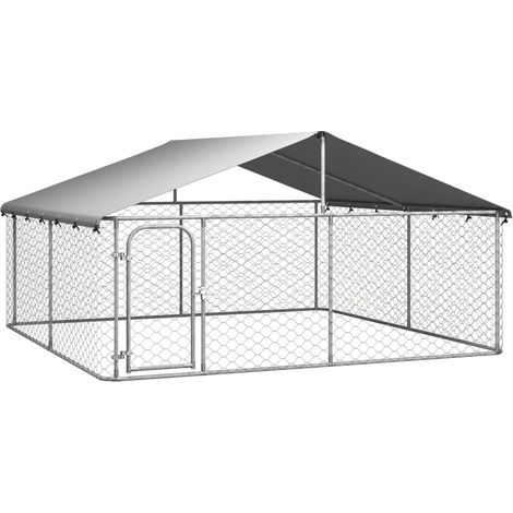 Chenil d'extérieur, Enclos Parc Cage pour animaux avec toit 300x300x150 cm LKF90182 (1/5)