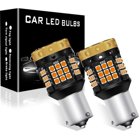 2 x Amber 1156 BAU15S P21W 45SMD LED Flashing Bulb Replacement for Car Front or Rear Turn Signal No Flash (1/5)