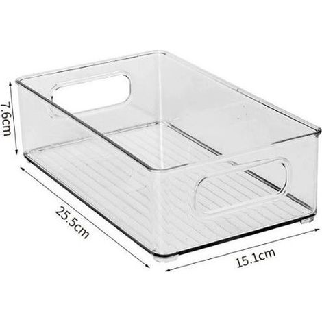 6 boîtes rangement plastique transparent, rectangle classique, contenant alimentaire fraîcheur, pour réfrigérateur cuisine bureau cosmétique (1/5)
