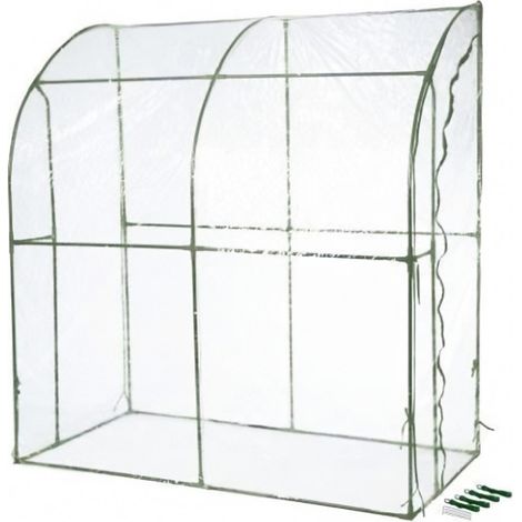 Serre tunnel murale H215 x L200 x l100 cm – Tube alu Ø16mm – Bâche PVC 1mm – Surface intérieure 2m² – Protection contre intempéries et UV – Nature (1/7)