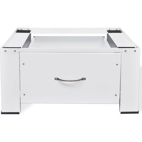 Socle pour machine à laver avec tiroir de rangement en acier blanc 63 x 54 x 31 cm (1/2)