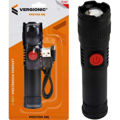 Kleine, handliche Taschenlampe für die Hosentasche, leistungsstark mit 2 W und USB-C-Anschluss.