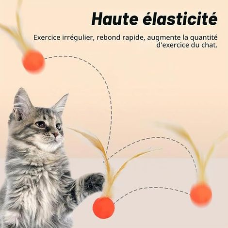 Cat Ball Toy with Feathers, Bouncing Cat Toy Balls for Indoor and Outdoor Cat Play Interaction (1/4)