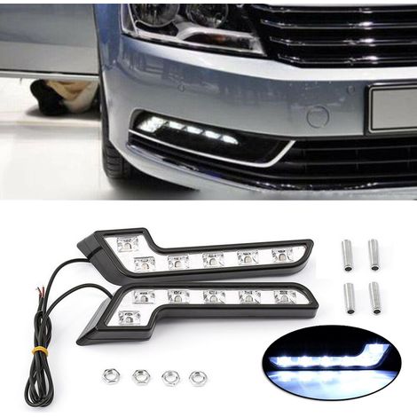 Lot de 2 Feux de Jour et Anti-brouillard en L 12V pour Voiture, Étanches et Résistants, Accessoires Auto Durables (1/5)