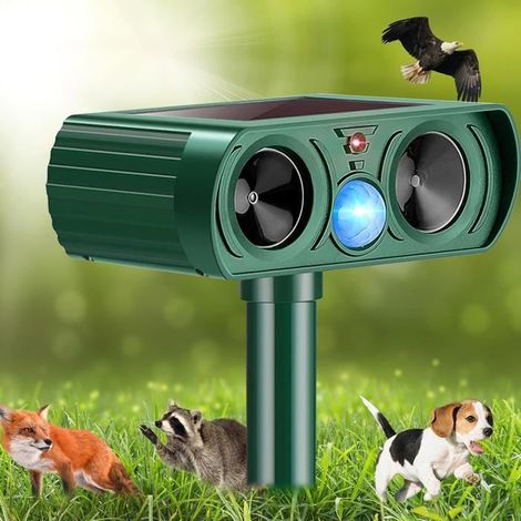Répulsif ultrason solaire extérieur avec détecteur mouvement - Anti-chats renards chiens écureuils rongeurs jardin étanche (1/5)