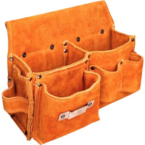 Electrician's Tool Bag – High Capacity Cowhide Leather with Pockets  Multifunctional Set for Outdoor Workshop Gardening Mechanics Camping and Plumbing (1/5)