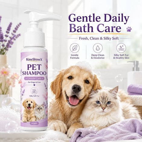 KineShineX Haustier-Shampoo & Duschgel 30 ml – Sanfte Reinigungsformel für Hunde und Katzen, macht das Fell weich (1/4)