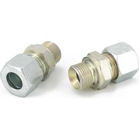 Lot de 2 raccords extérieurs droits Ø12 mm – Filetage mâle 3/8' – Raccord acier pour plomberie et irrigation – Connexion durable (1/4)