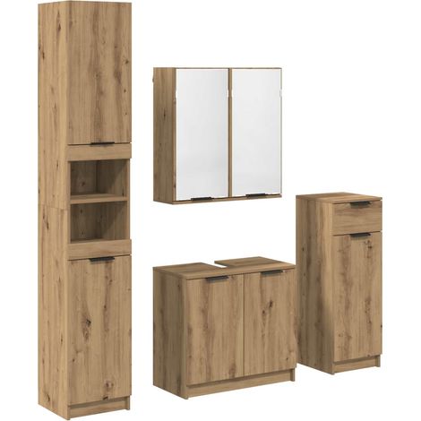 Badezimmermöbel-Set mit Regal 4 pcs Artisan-Eiche Holzwerkstoff vidaXL