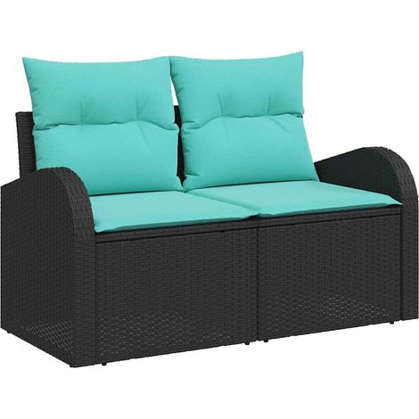 Garden Sofa Black 124 x 62 x 85cm Poly Rattan vidaXL (1/5)