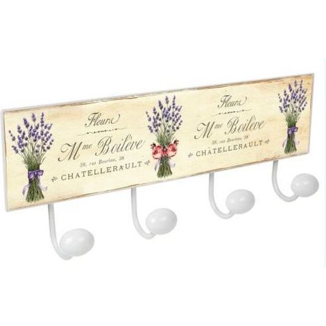 Percha pared porcelana lavanda 4 4 pomos blanca nesu (1/4)