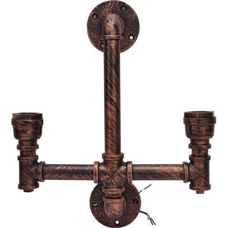 Applique murale en fer à double tête, style steampunk, avec douille E27, pour décoration intérieure industrielle (220 V).