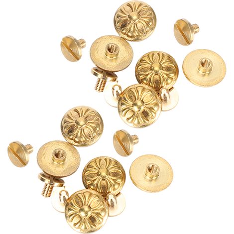Lot de 10 rivets, goujons et vis de 13 mm pour la décoration de boutons en cuir à motif chrysanthème (accessoires de bricolage).