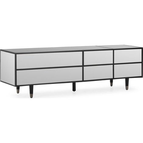 Meuble TV miroir noir contemporain - noir et miroir fumé (1/5)
