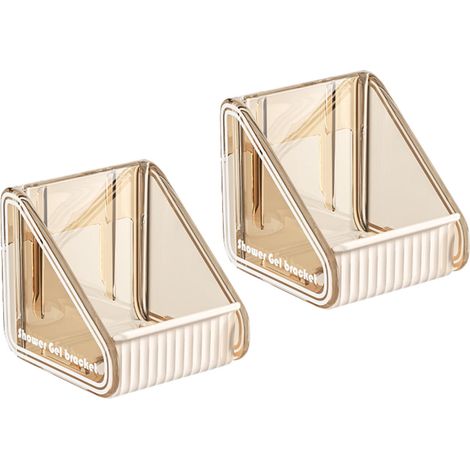 Etagère Murale Pour Savon - Support Sans Perçage Pour Gel Douche Et Détergent - Plastique Khaki - 8 x 6,7 x 6,3 cm - 1 Pièce (1/5)