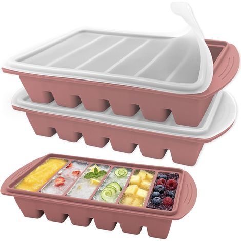 2 Pièces Plateau de Congélation en Silicone avec Couvercle, 6 Compartiments de 125 ml, Récipient Empilable sans BPA pour Soupe, Bouillon, Sauce, Meal Prep (1/5)