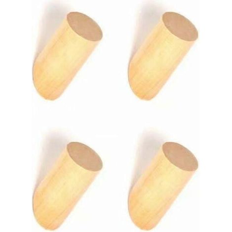 Patère murale en bois, crochet pour manteau, crochet pour sac à chapeau en tissu, garniture pour porte d'entrée - 4 pièces en hêtre (6 cm) (1/5)