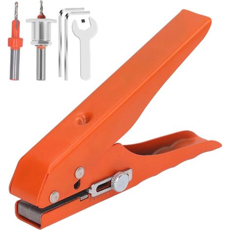 Pince Perforatrice 1 trou 10mm, Perforateur Monotrou Robuste, Pince à Poinçonner pour Bandes de Chant, Pinces Emporte Pièce Métal, pour Bordure, Carte Bancaire, PVC, Film Rigide, Placage Fin (1/5)