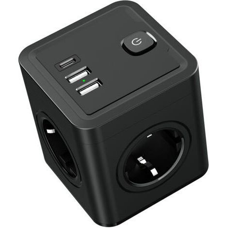 7-in-1 USB-Wandsteckdosenleiste, 4 Steckdosen mit 1 USB-C-Anschluss und 2 USB-Anschlüssen, 4000 W USB-Mehrfachsteckdose für Büro und Zuhause (1/4)