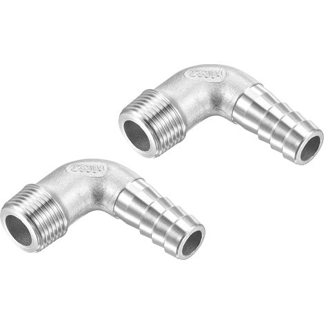 2 Paquet Tuyau Barbillon Raccords - 90 Degré Coude Inox Acier 12mm Tuyau Connecteur Appliquer à Eau Carburant (G3/8 Mâle Tuyau) (1/5)