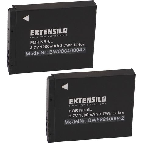 EXTENSILO 2x Akku kompatibel mit Canon Digital Ixus 310HS, 85is, 95is, 25is, 210, 300HS, 105is, 200is Kamera (1000 mAh, 3,7 V, Li-Ion) (1/4)