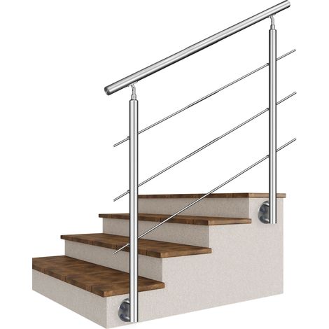 AICA Barandilla de escalera Montaje Lateral, Acero inoxidable 304, 120x116 cm, 3 Travesaños, para interior y exterior (1/5)