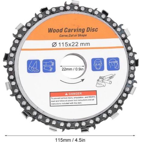 Disque De Scie A Chaine - Pour Meuleuse D Angle 4 5 Pouces - Bois Plastique Sculpture - 115 Mm - 22 Mm Alésage - 1 Unite (1/4)