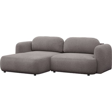 Selsey Tvoya – Ecksofa mit Schlaffunktion, Ottomane links, Bouclé Graubraun