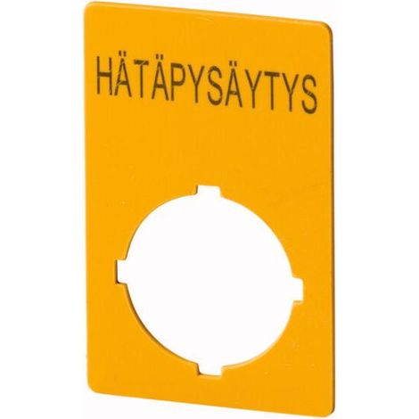Étiquette arrêt d'urgence HxL 50x33mm jaune HÄTAPYSÄYTYS EATON M22-XZK1-SF99