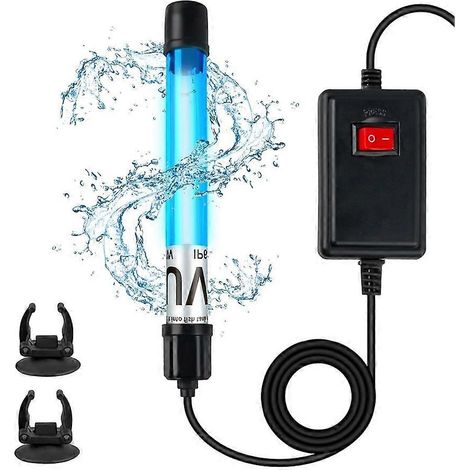 Lampe UV 11 W pour aquarium de 208 à 568 litres (55 à 150 gallons) - Nettoie les algues - Élimine les algues grâce à la lumière verte - Prise européenne (1/5)