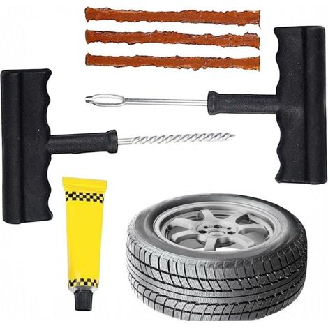 Kit Riparazione Pneumatici Tubeless Auto Moto 7 Pezzi 003026