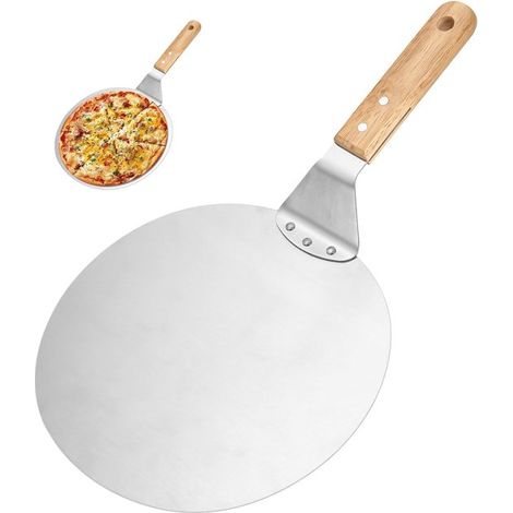 Pala per pizza con manico in legno - Spingi teglia in acciaio inox per forno e grill (1/5)
