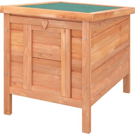 Conigliera da esterno rialzata 51 x 42 x 43 cm tetto apribile rampa antiscivolo accogliente rustica in legno naturale 210007606