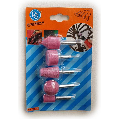 Mole su perno in corindone abrasivo rosa per trapano, diametro 6mm (1/3)