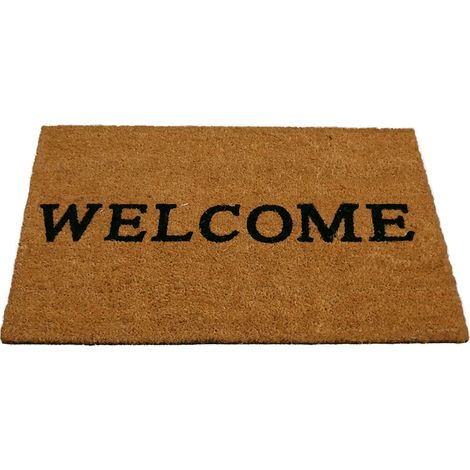 Kokos-Fußmatte - "Welcome" - 50 x 80 cm - Rutschfest, staubfrei & effektiver Schmutzabrieb