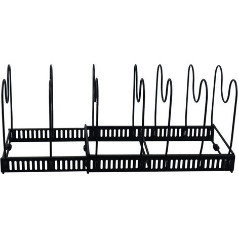 Range-casseroles Réglables, Rangement Couvercle Casserole Support en Acier Inoxydable Rangement Cuisine avec 10 Compartiments Convien pour Couvercle Poêles, Organiseur Casseroles181830cm noir (1/3)