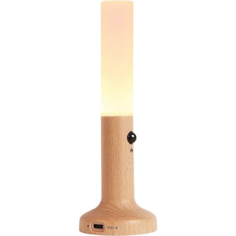 Wandleuchte aus Holz mit Bewegungsmelder, 18 cm LED-Sensorleuchte, 500 mAh wiederaufladbar, magnetisch, Eschenholz, für Flure und Treppen