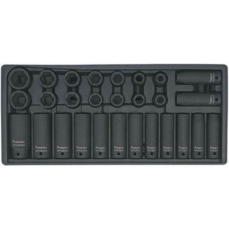 Sealey TBT24 Premier Impact Socket Set with Tool Tray 1/2""Sq Drive 28pc (1/2)