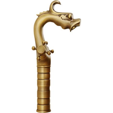 Robinet de lavabo de salle de bain à montage sur plage, 2 boutons, mitigeur monotrou pour vasque - Haut (1/3)