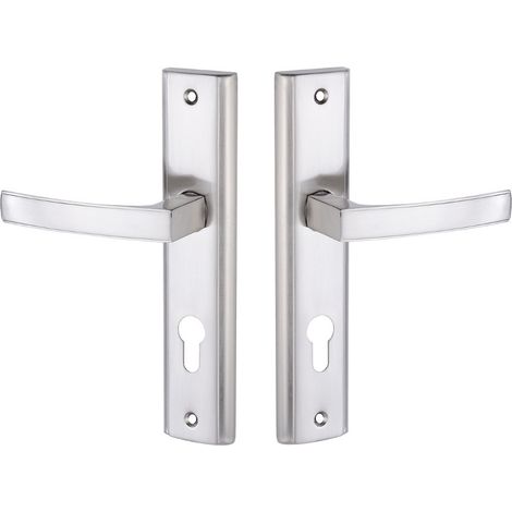 Maniglia per porta su piastra lunga con inserto Aria Satin (1/3)