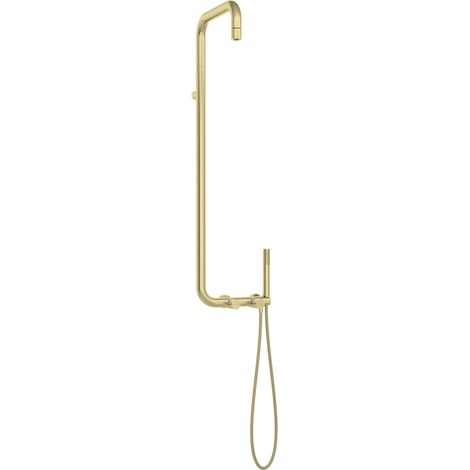 Colonna doccia con miscelatore doccetta e soffione finitura oro spazzolato - Hexo