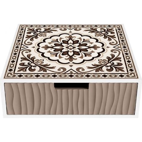 TRADE SHOP - Cassetto Organizer Porta Capsule Cialde Tortora Top Vetro Maiolica Tortora Divisori 595202 -
